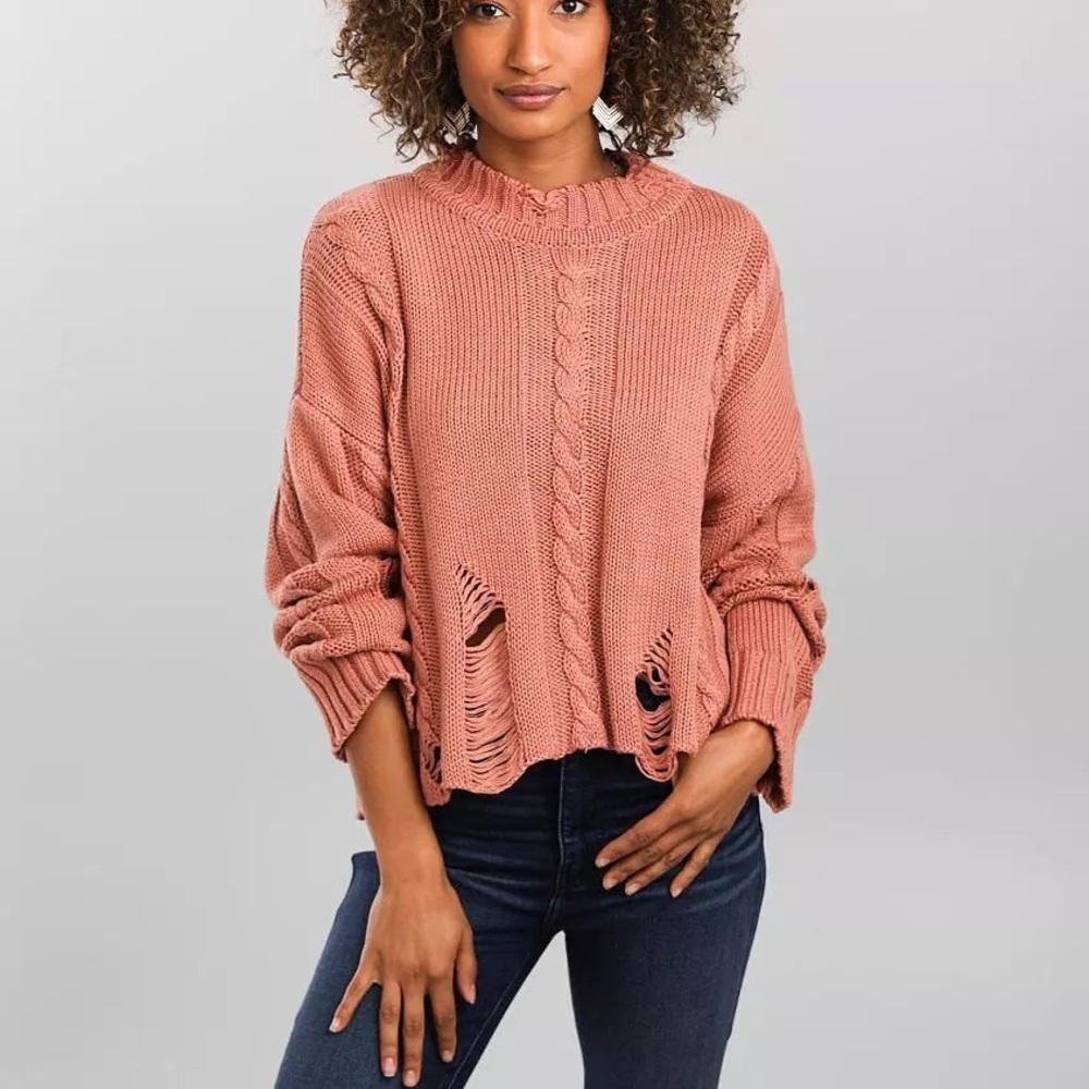 Daytrip Open Weave Mock Neck Sweater (buckle)